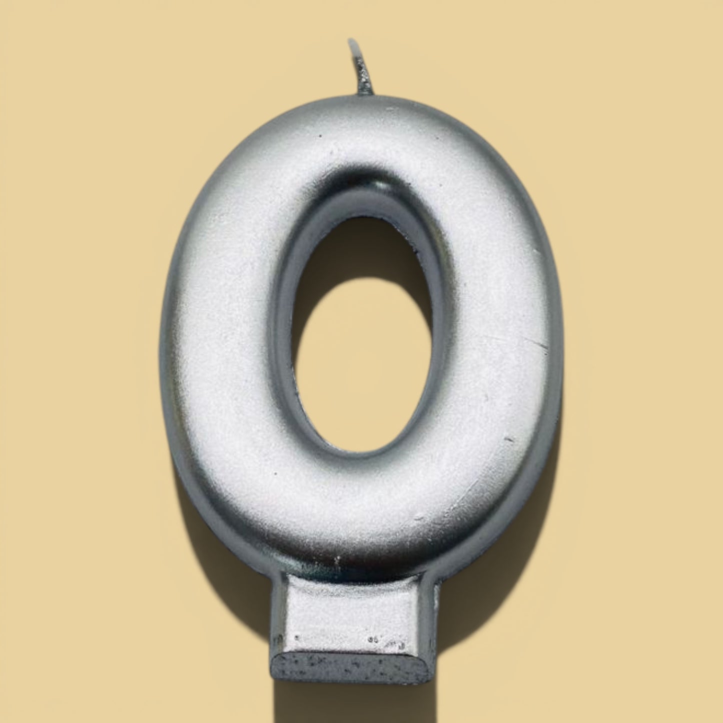 Silver Number Candle — 0
