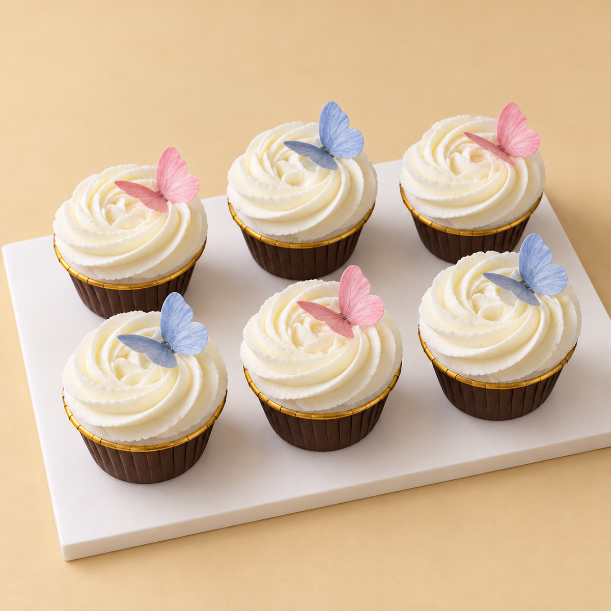 Pastel Butterfly Cupcake Box — reference-based design preview