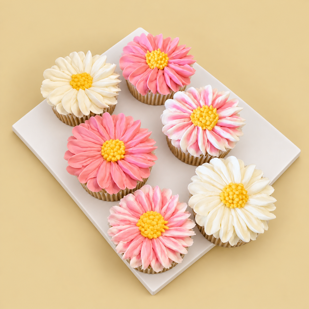 Pink & White Daisy Cupcake Box