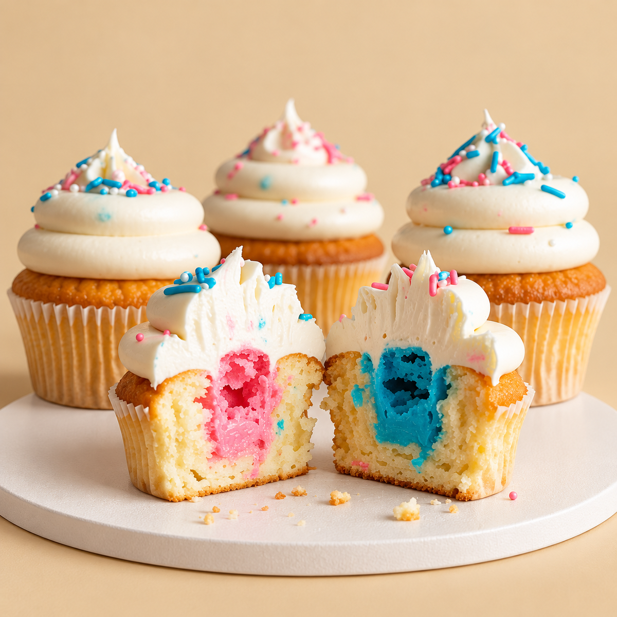 Pink & Blue Reveal Cupcake Box — reference-based design preview