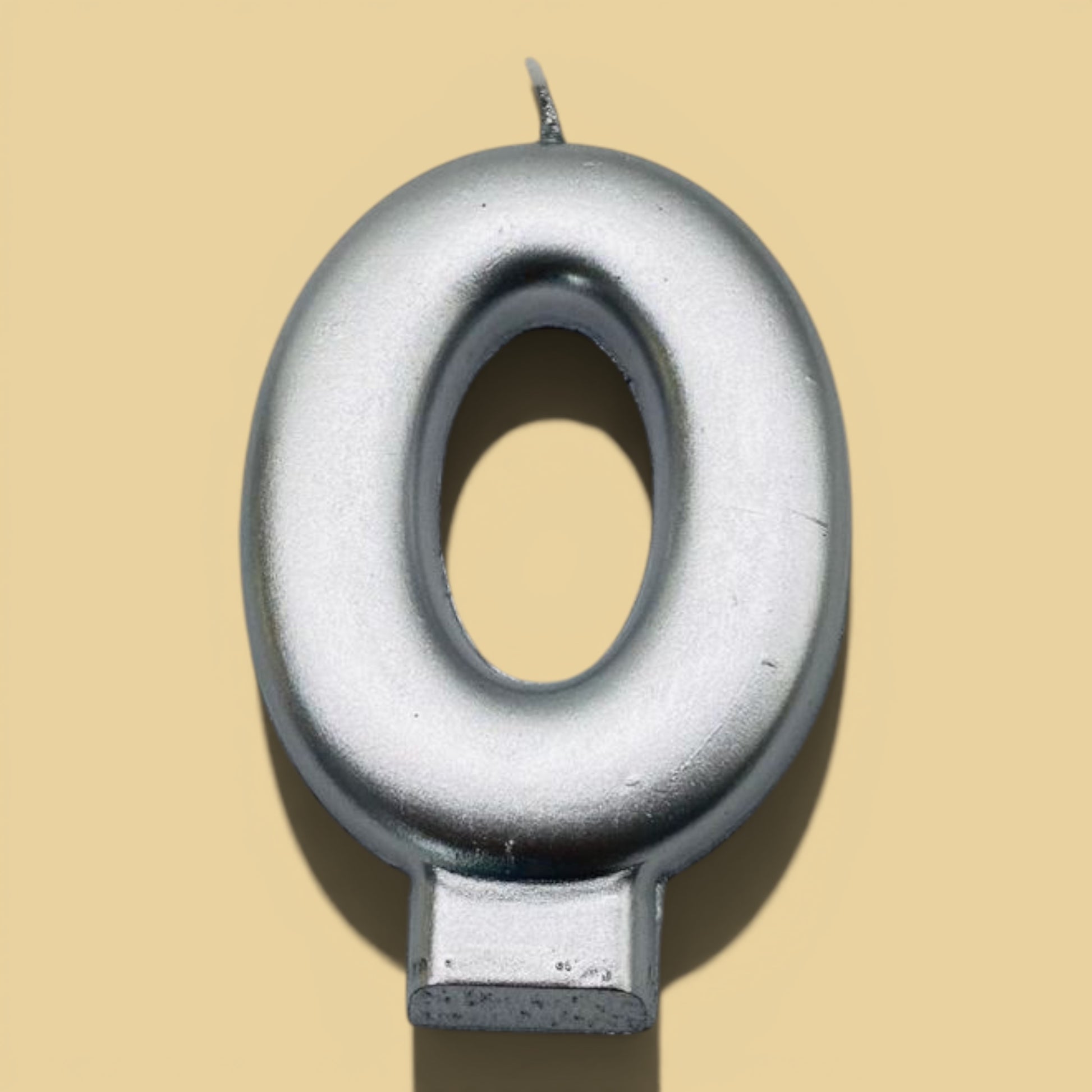 Silver Number Candle — 0