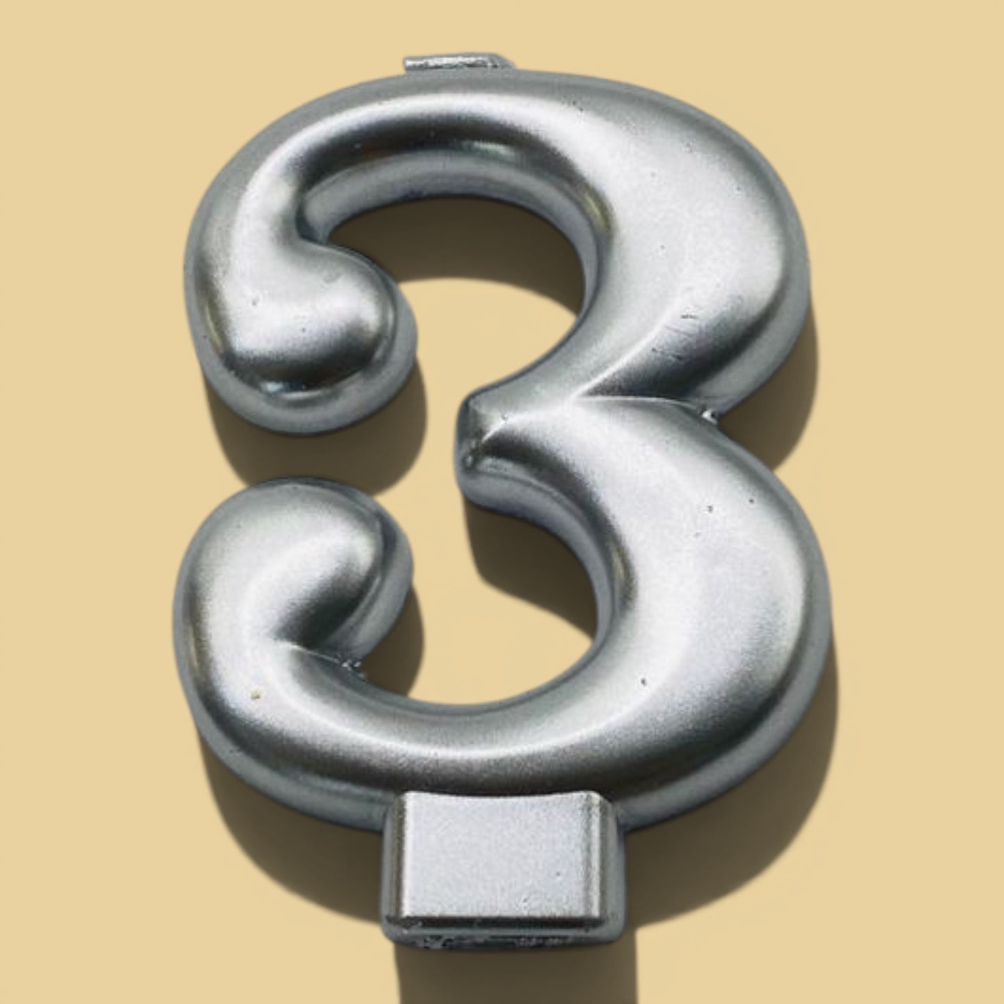Silver Number Candle — 3