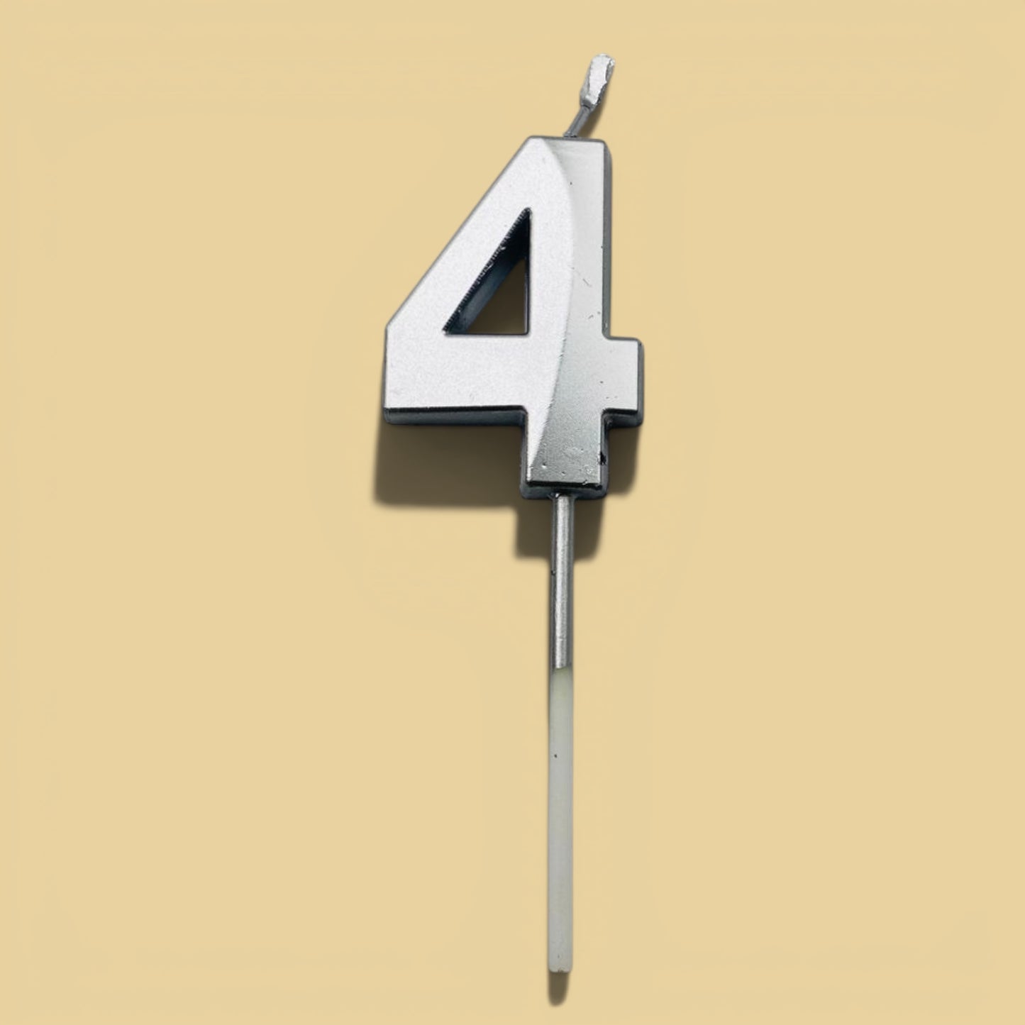 Silver Number Candle — 4