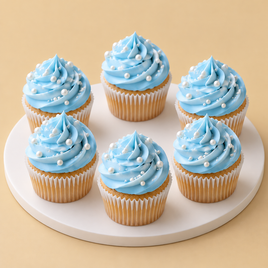 Baby Blue Pearl Cupcake Box — reference-based design preview