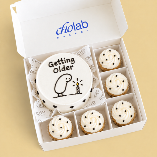 Getting Older — CHO Lab mini cake with five matching cupcakes