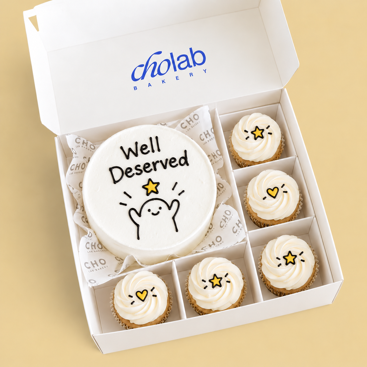 Well Deserved — Mini Cake with Five Cupcakes