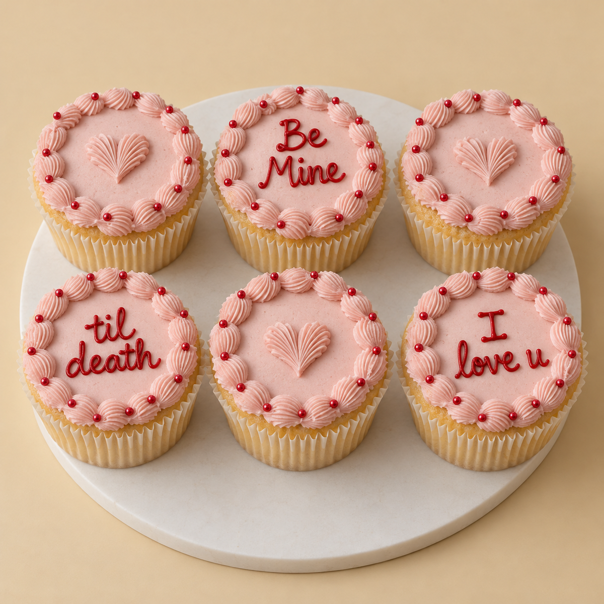 Vintage Pink Love Cupcake Box — original product-design render